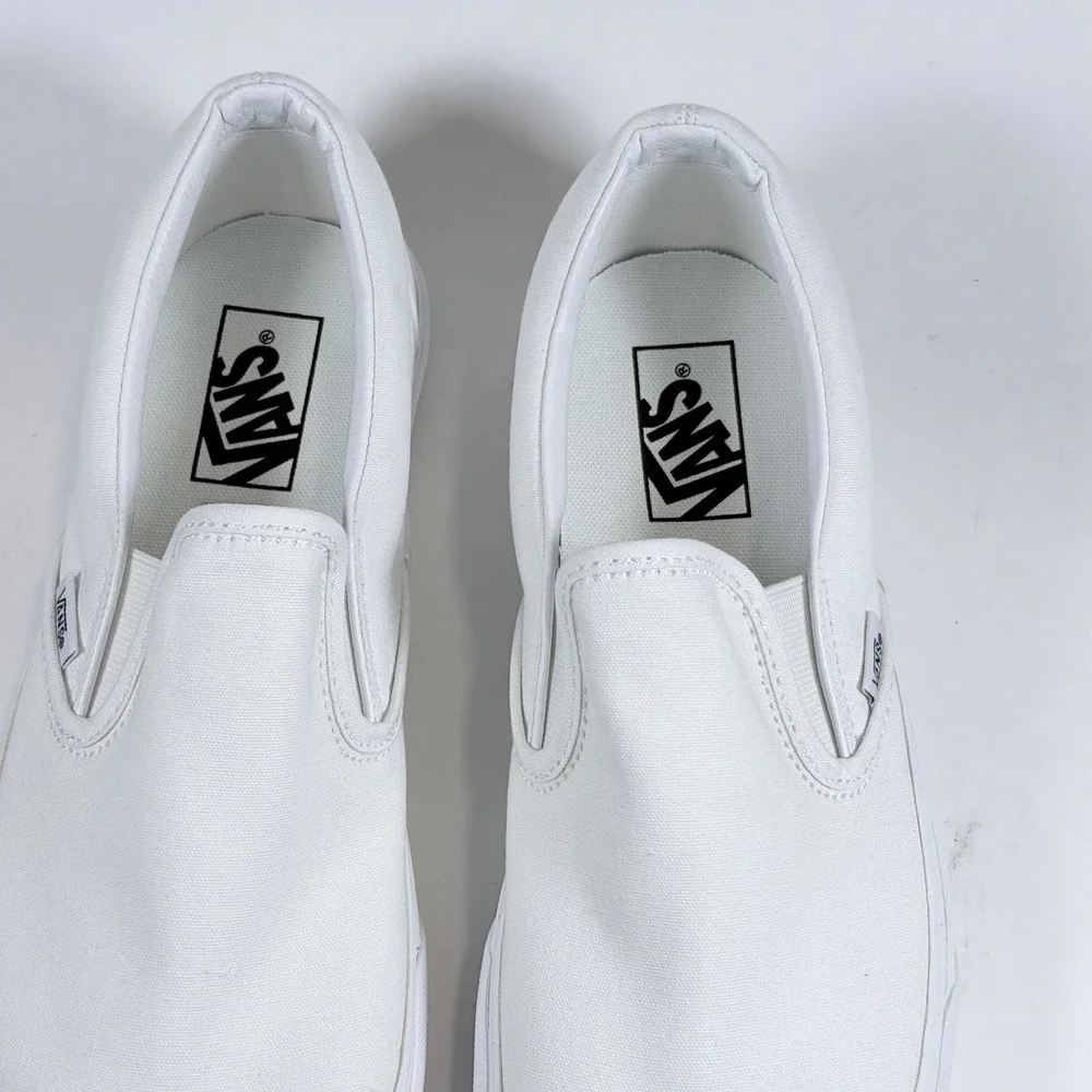 Vans Classic‎ Mens-9 Womens-10.5  Slip-On - True White/White Canvas Shoes